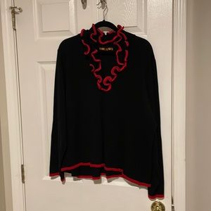 Belladini black sweater with red ruffle trim 3x